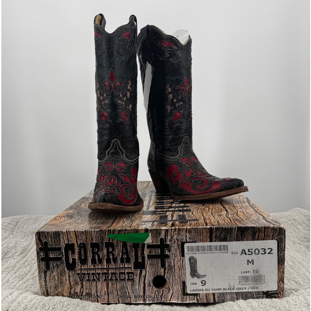 Corral Vintage Oklahoma Sooners OU Cowboy Boots NWT A5032 Womens 9 M